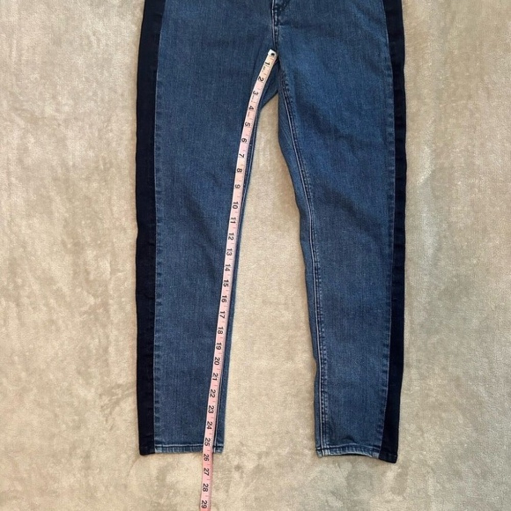Rag & Bone Mazie Jeans Sz 27x25.5 Double Indigo Tuxedo Racing Panel Crop Skinny - Picture 8 of 14